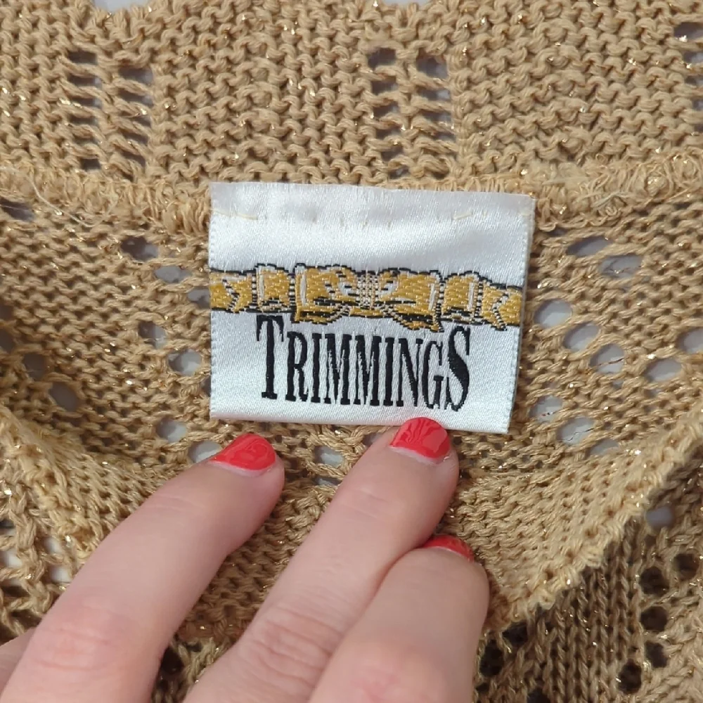 Vintage Knit Sweater Tunic Long Gold Tan Metallic size‎ Large